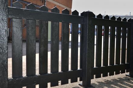 Fence made from black recycled plastic