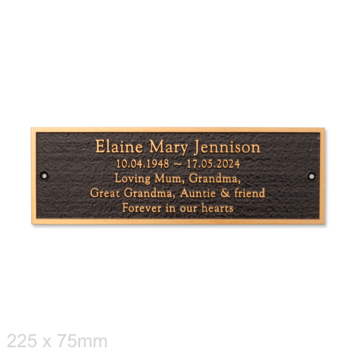 Cast Bronze Memorial Plaque in Black and Gold