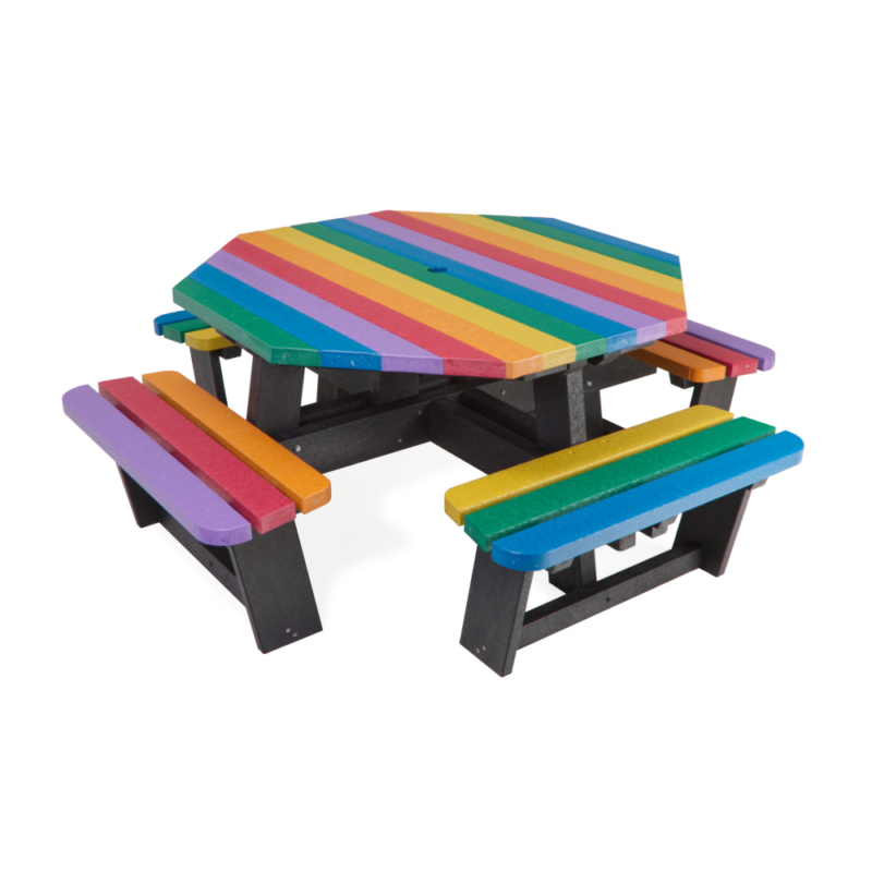 Multi Coloured Octagonal Picnic Table for Children | 100% Recycled Plastic