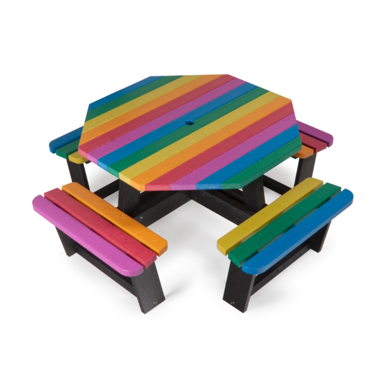 Multi Coloured Octagonal Picnic Table for Children | 100% Recycled Plastic