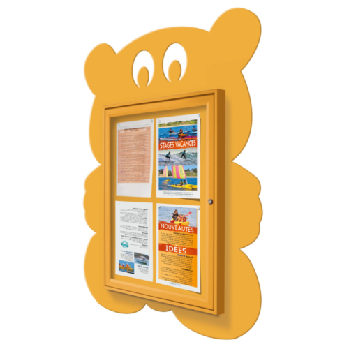 Yellow teddy bear shaped notice board