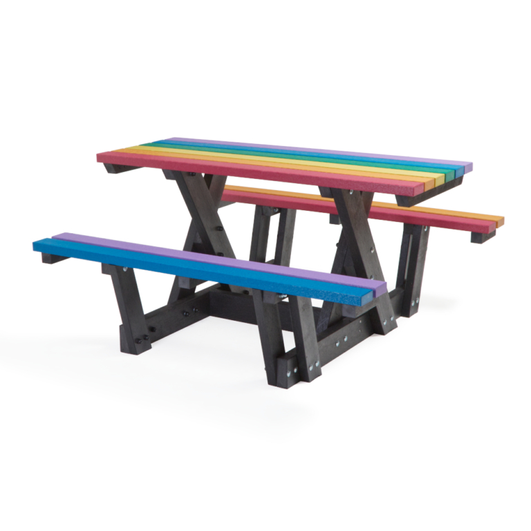 Walk-Through Picnic Table | Brightly Coloured Recycled Plastic | Earth ...